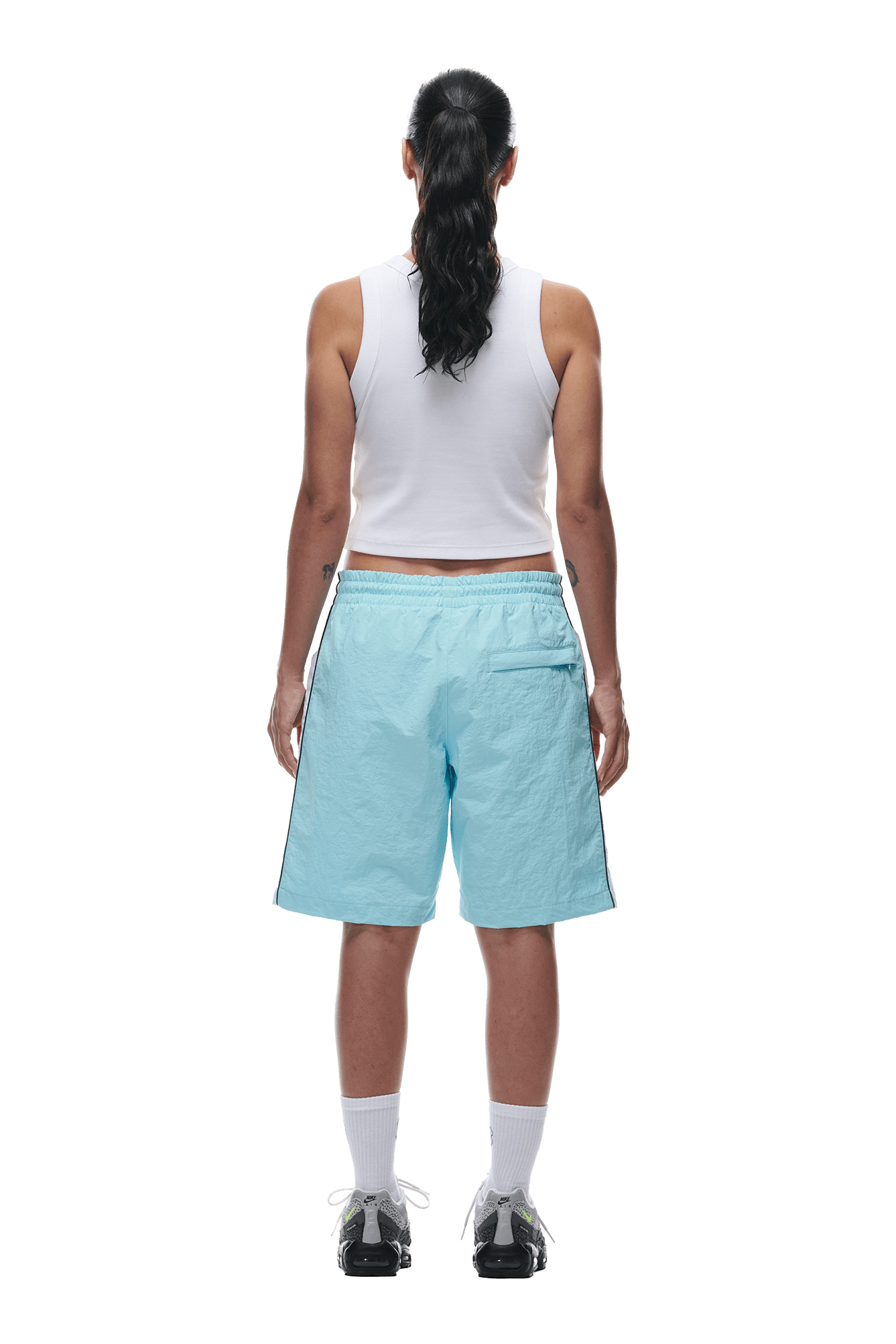 WARM UP NYLON SHORTS LIGHT BLUE