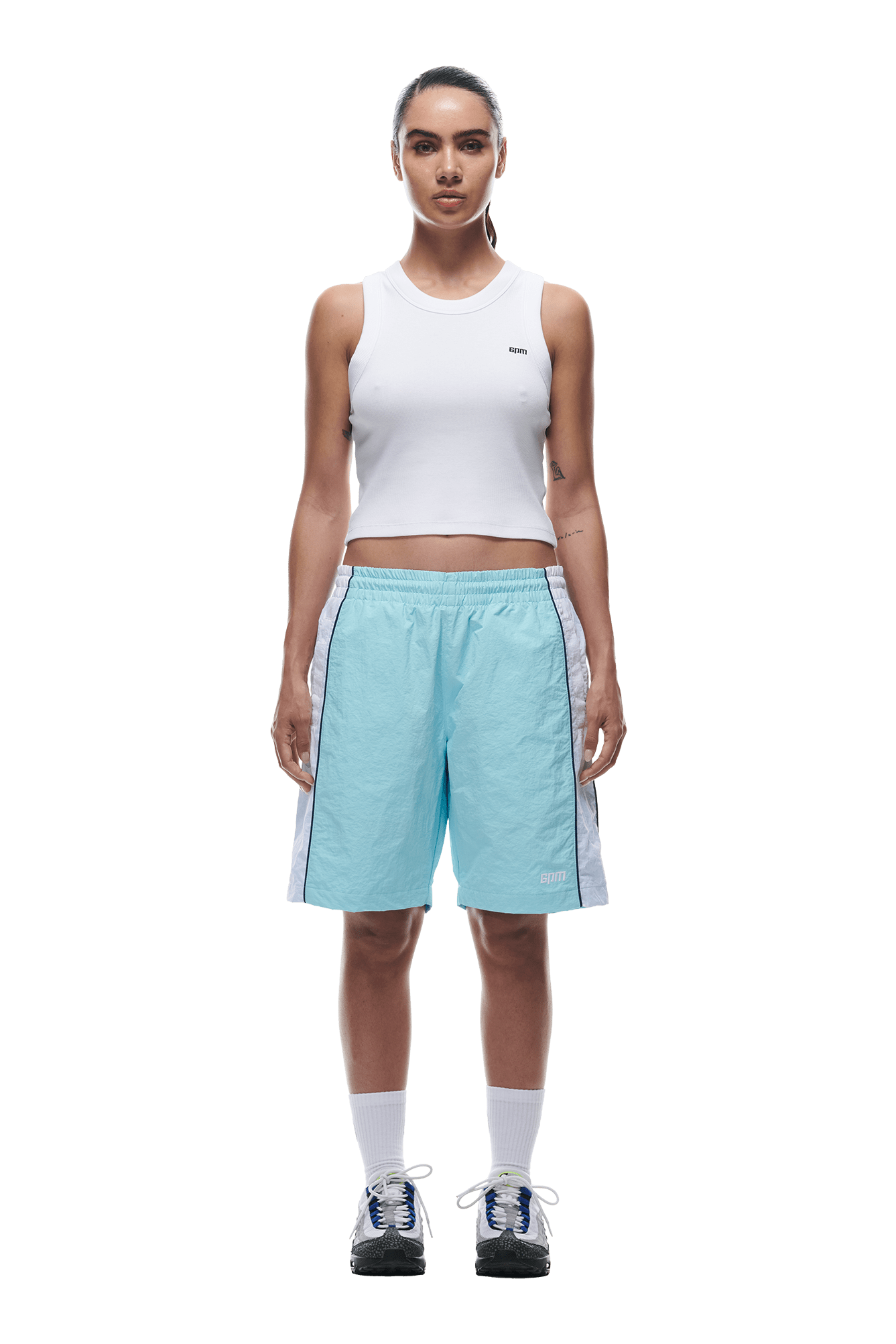 WARM UP NYLON SHORTS LIGHT BLUE