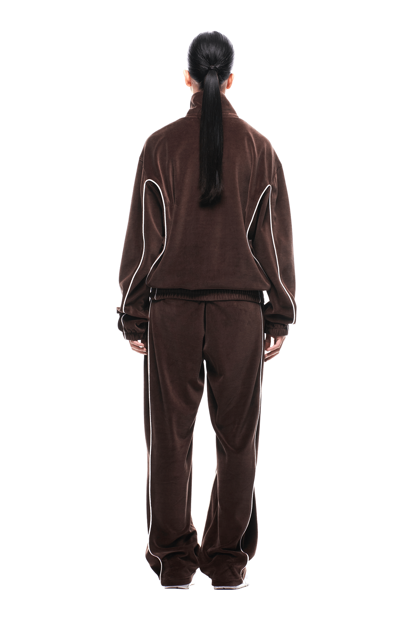 VELOURS TRACK JACKET CHOCOLATE BROWN