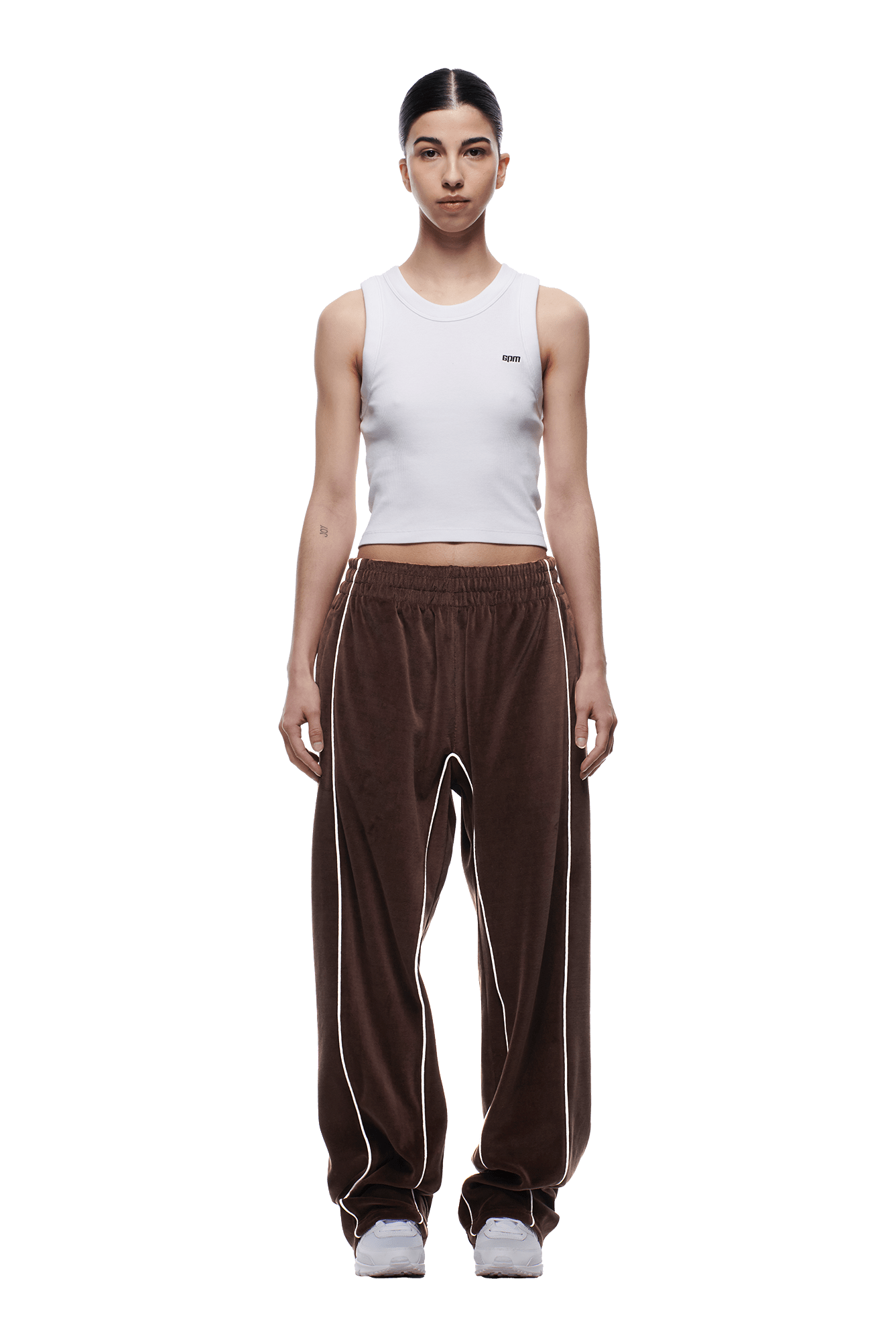 VELOURS TRACK PANT CHOCOLATE BROWN