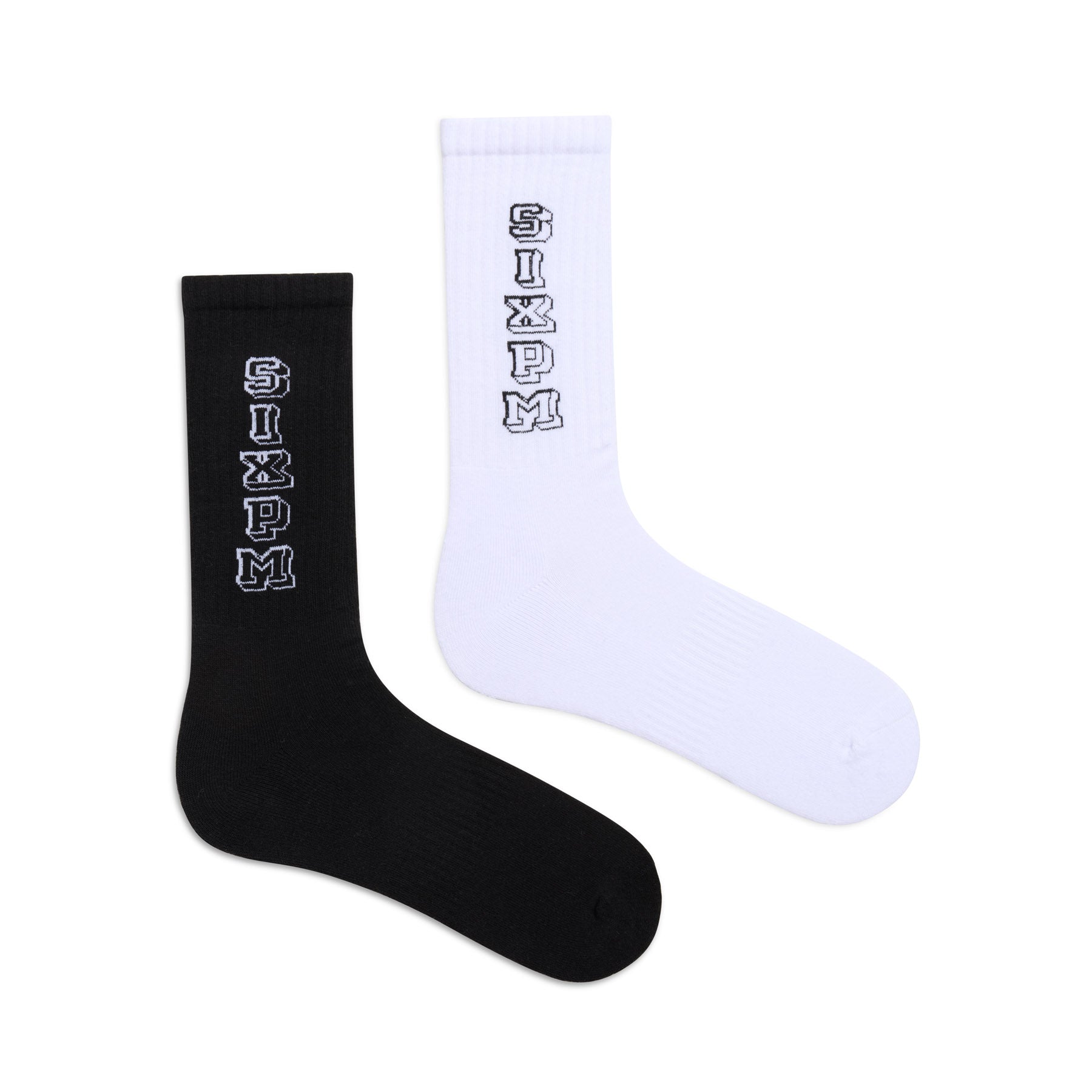 COLLEGE SOCKS BLACK WHITE