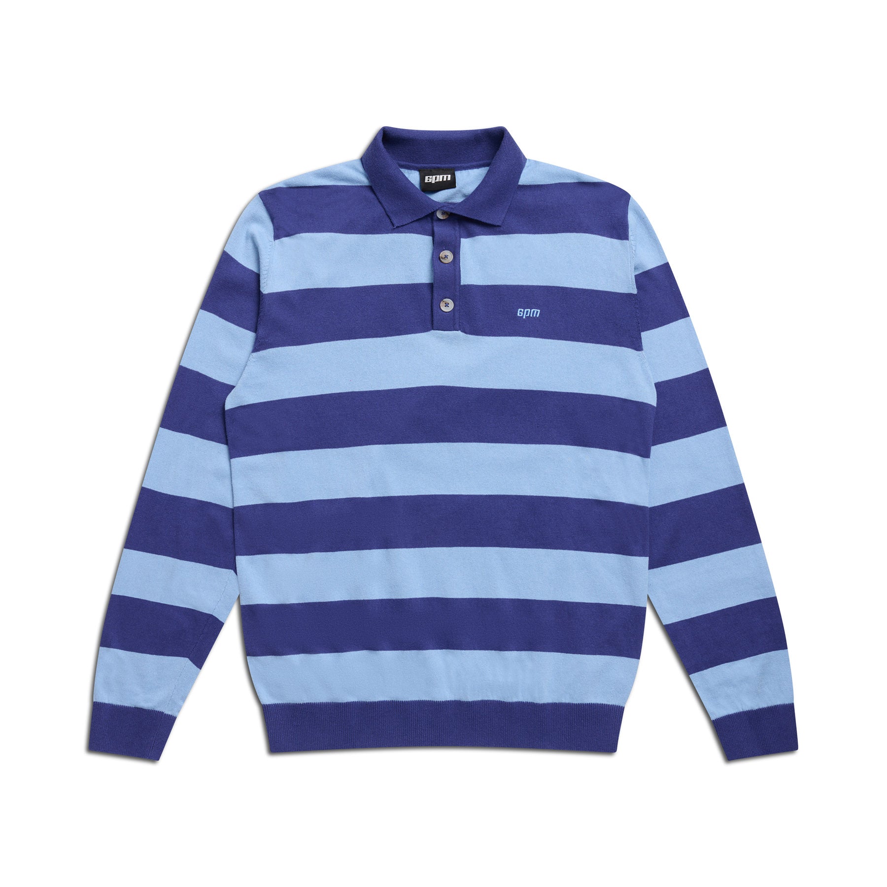 LS STRIPED POLO BLUE