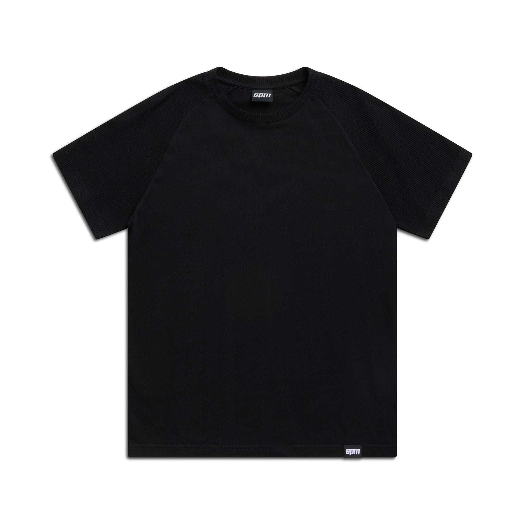 WAFFLE SLEEVE RAGLAN TEE BLACK